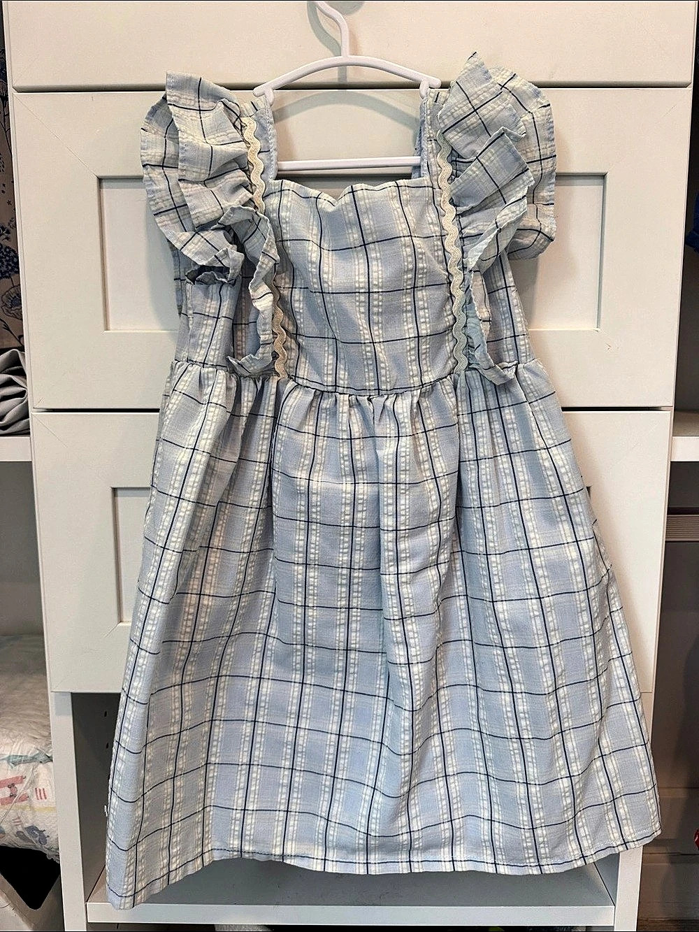 Carter’s Girls Blue & White Plaid Ruffle Dress